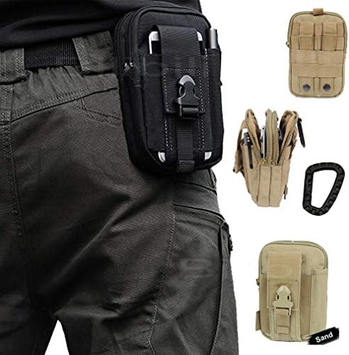 Artcraft(TM) Sand Molle Camo Bag Military 1000D Nylon Utility Tough Heavy Duty Tactical Compatible Waist Pack Universal Waist Bags Casual Climbing Hiking Outdoor Rock Gear Holster Pouch Cycling Carrying Big Pouch Belt Waist Bag / Pocket for HTC ALL FIT Case Cover Skin