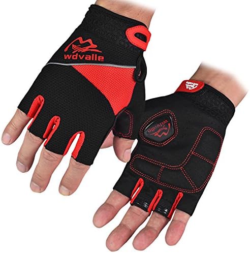 Cycling Gloves for Men's Biking Gloves with Ultra Breathable Gel Pad Bike Gloves and Anti-slip Bicycle Gloves Half Finger Riding Gloves (Red, Xxl)