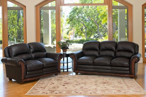 51EUfCVQ5yL CI D310 BRN 3 2 Abbyson Kensington Top Grain Leather Sofa & Loveseat Set