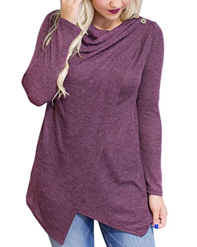 ChongXiao Womens Fashion Slash Shawl Long Sleeve Cardigan Blouse Tops Sweatershirt