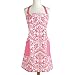 DII Cotton Adjusatble Women Kitchen Apron with Pockets and Extra Long Ties, 37.5 x 29, Cute Apron for Cooking, Baking, Gardening, Crafting, BBQ-Damask Pink