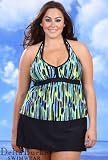 Delta Burke Sunstroke Plus Size Halter D Cup Underwire Skirtini Swimsuit - Women's Swimwear Plus Size Swimsuits