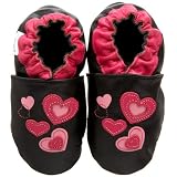 Robeez Soft Soles Funky Hearts Slip On (Infant/Toddler/Little Kid),Black,0-6 Months (1-2 M US Infant)