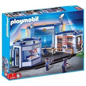 PLAYMOBIL 4264 COMMISSARIAT DE POLICE + 4262 MOTARD DE POLICE + 3655 Policier / quad + 4902 Police with Radar Control + 4269 VOLEUR ET POLICIERE (Les policiers pack bundle)