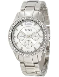 XOXO Womens XO5476 Silver-Tone Bracelet With Rhinestones Accent Bezel Watch