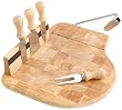 Prodyne CB-60 End Grain Beech wood Cheese Slicer Board with Four Knives
