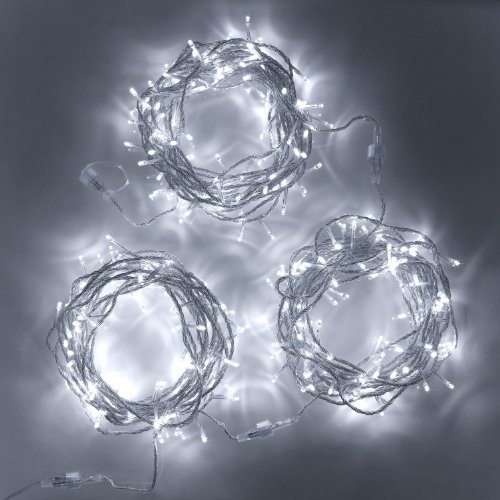 Lot de Guirlandes Lumineuses, 300 LED Blanches, Câble Transparent, 24m, Type SR, Déco Mariage