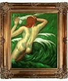 Art Reproduction Oil Painting - Gauguin Paintings: Ondine with Renaissance Bronze Frame - Bronze Finish - 30 X 34 - Hand Painted Framed Canvas Art