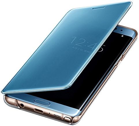 Galaxy Note7 Mirror Shell, Haihood Newest Awesome Luxury Clear View Flip Smart Stay Window Sleep/Awake Function [QR Code] Mirror Ultralight Slim Protection Case for Samsung Galaxy Note 7 (Blue)
