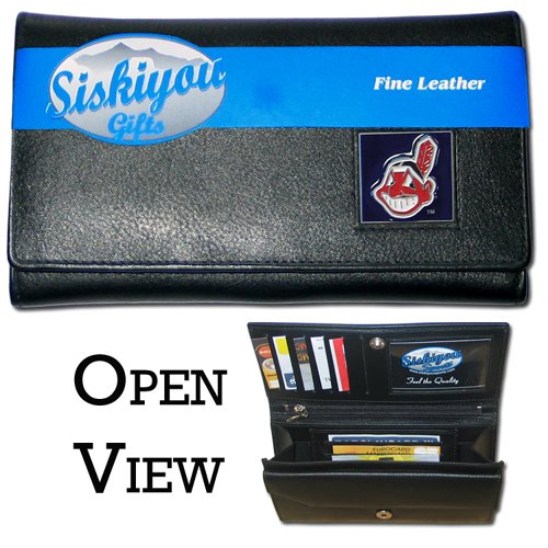 MLB Women's Genuine Leather Clutch Wallet - Cleveland Indians