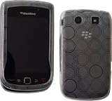 Mobilizers: Circle Pattern Tpu Gel Case Cover For Blackberry 9800 Torch With Free Screen Protector - White
