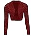 Thever Women Ladies Long Sleeve Knitted Metallic Lurex Shrug Cardigan Bolero Crop Top