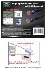 Pro-Techgroup&reg; Premium Mini-Displayport to HDMI with 6ft HIGH SPEED HDMI with Ethernet cable kit for All Macbooks with MINI DISPLAYPORT