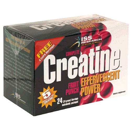 ISS Research Complete Creatine Effervescent Power, Fruit Punch, Individual Servings (Pack of 24)