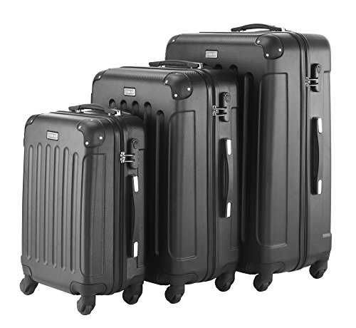 VonHaus 3-Piece Luggage Set made from ABS - Large, Medium and Carry On Suitcase with Wheels, Lock and Telescopic Handle