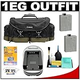 Canon 1EG Digital SLR Camera Case Gadget Bag + Two LP-E5 Batteries + Charge ....