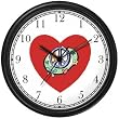 Red Heart - Peace Sign & Flowers - Love & Friendship Theme Wall Clock by WatchBuddy Timepieces (Black Frame)