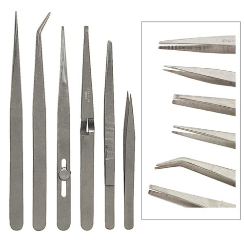 Tools: 6 piece Hobby and Craft Tweezers