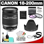 Canon EF-S 18-200mm f/3.5-5.6 IS Digital SLR Camera Lens with 3 UV/FLD/CPL Filter Kit + EW-78D Lens Hood + Accessory Kit for Rebel XS, XSi, T1i, T2i, EOS 50D, 60D, 7D DSLR