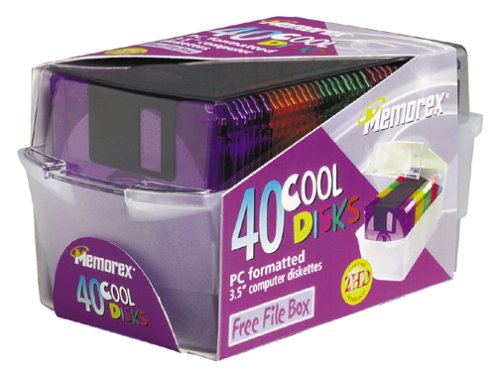 Memorex 3.5 PC Formatted High Density Floppy Disks with File Box