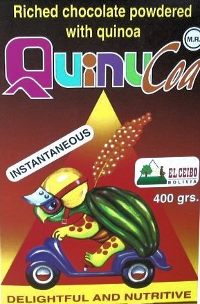 Rich Cocoa Powder with Quinoa Quinucoa 400grs. Air Tight Bag Presentation by El Ceibo