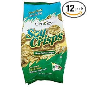 Genisoy Soy Crisps, Tangy Salt and Vinegar, 3.85-Ounce Bags (Pack of 12)