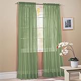 2 Piece Solid Sage Green Sheer Window Curtains/drape/panels/treatment 58" x 84"