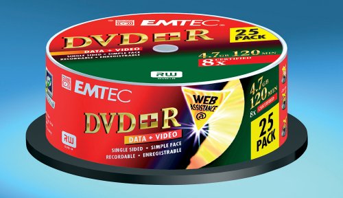 EMTEC 25 PACK DVD+R 8x IN CAKE BOX