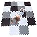 MQIAOHAM playmat Foam Play Tiles Interlocking Play mat Baby Play mats for Kids Floor mats for Children Foam playmats Jigsaw mat Baby Puzzle mat 18 Pieces Children Rug Crawl White Black Grey 101104112