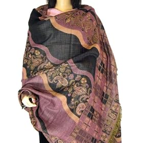 Cashmere Indian Shawl Wool Bed Throw Afghan Blanket