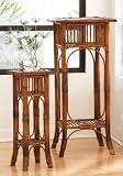 Set of 2 Plant Stands with Square Pole Design in Light Honey Finish