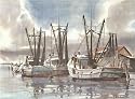 1960's Phil Austin Shrimpers Shrimp Boats Key West Florida Fine Art Print