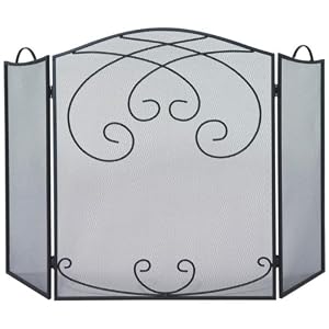 Uniflame 3 Fold Black Screen - Black - Wrought Iron