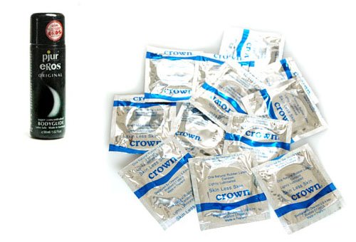 Beyond Seven Crown Latex Condoms Lubricated 24 condoms Pjur Eros 30 ml Lube Personal Lubricant Economy Pack