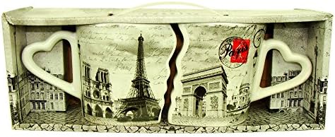 Souvenirs of France - 2 x Paris 'Couple' Mugs with Gift Box - Grey, White