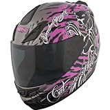Speed and Strength Cat Out'a Hell Women's SS1000 Street Bike Motorcycle Helmet w/ Free B&F Heart Sticker - Black/Purple / Large