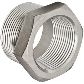 Merit Brass K414-1608 Hex Bushing, 1" X 1/2" NPT Male X Female, Class 150 304 Stainless Steel Cast Pipe Fitting