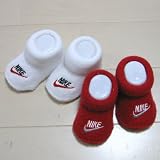 NIKE(ナイキ）ロゴベビーソックス2P（ブーティ）3/6ヶ月用（レッド×ホワイト） [Baby Product]