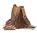 HOXIS Tassel Faux Suede Leather Hobo Cross Body Shoulder Bag Womens Sling Bag