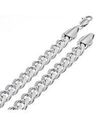 9MM Thick 14k Heavy White Gold Plated Miami Cuban Link Curb Chain Necklace - Lifetime Warranty