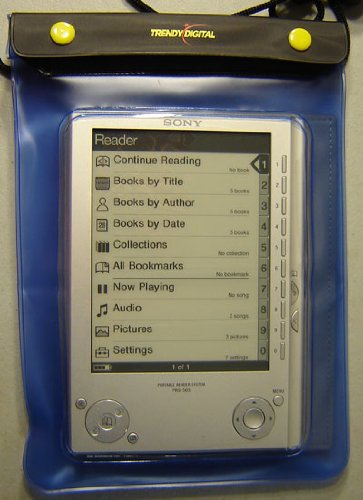 TrendyDigital WaterGuard Waterproof Case for Sony Reader Digital Book PRS-500 PRS-700BC PRS-505, Blue Border