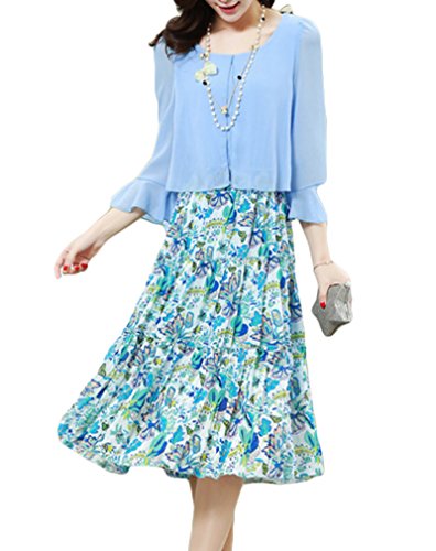 (ディーコッテ)D'Kotte シフォン フレア ワンピース ひざ 丈 ワンピ 春 夏 aライン レディース きれいめ 大人 neax155