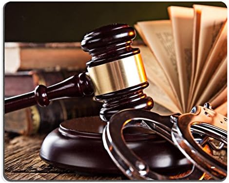 Wooden gavel and books on wooden table law Rectangle Mouse Pad,Gaming Mouse Pad,Mousepad