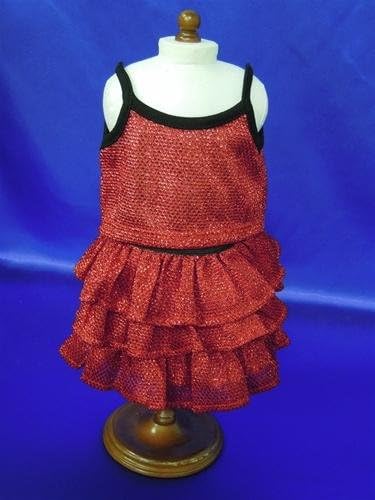 RED Three Layer Sparkle Skirt with Tank Top Hawaiian Luau Style Party Summer Beach Spring Dress Doll Clothes Outfit Fits American Girl 18" Doll Kanani Gwen Kailey Jess