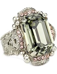 Sorrelli "French Blush" Bold Crystal Silvertone Adjustable Cocktail Ring