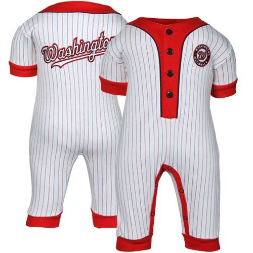 MLB Majestic Washington Nationals Infant White Pinstripe Coveralls (6-9 Months) at Amazon.com