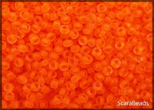 20gr 10/0 NEON (UV-Active) Czech Glass Seed Beads Preciosa Ornela Orange Matte