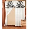 2 Panel Black and White Floral Window Curtain / Drape Set with Valance-treatment Draperies