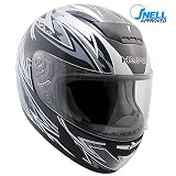 HAWK Snell/DOT Approved Black with Silver Full Face Motorcycle Helmet