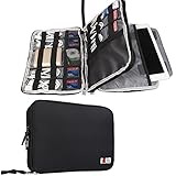 BUBM Double Layer Travel Gear Organizer / Electronics Accessories Bag / Phone Charger Case (Large, Black)
